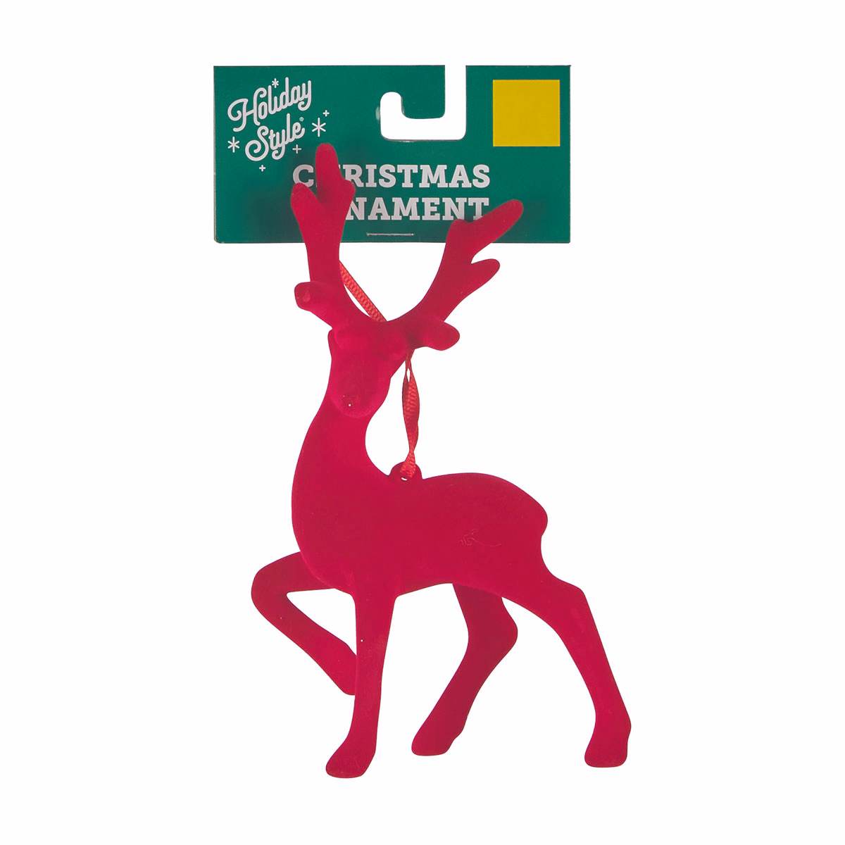 Holiday Style Flocked Deer Christmas Ornament