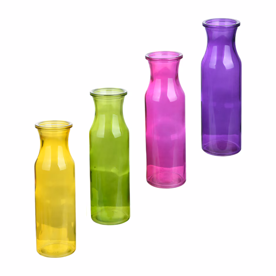 Glass Milk Jar Color Vase, 7.7 in.